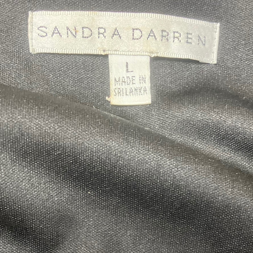 Sandra Darren Womens Black Pleated Wrap Mini Dress Long Balloon Sleeve Size L - Picture 3 of 10